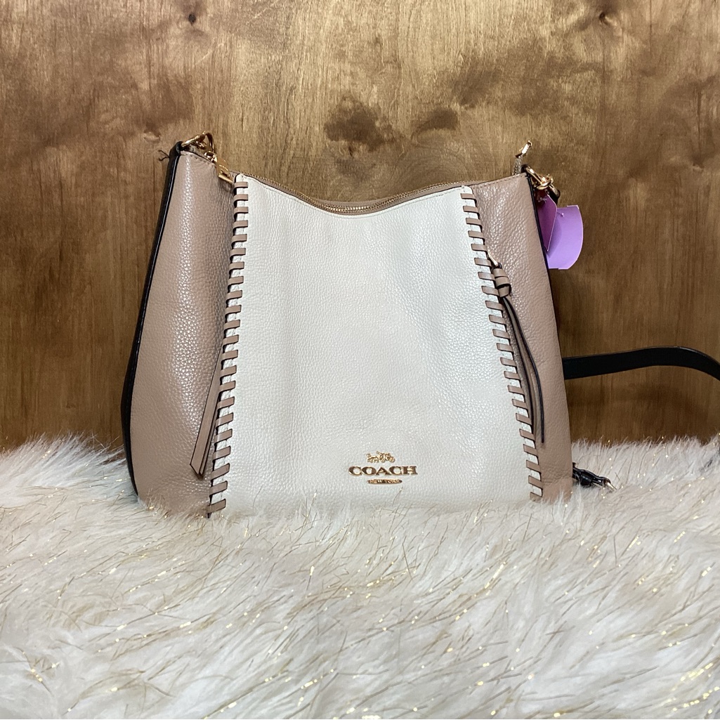 Coach Cream And Tan Leather Shoulder Bag